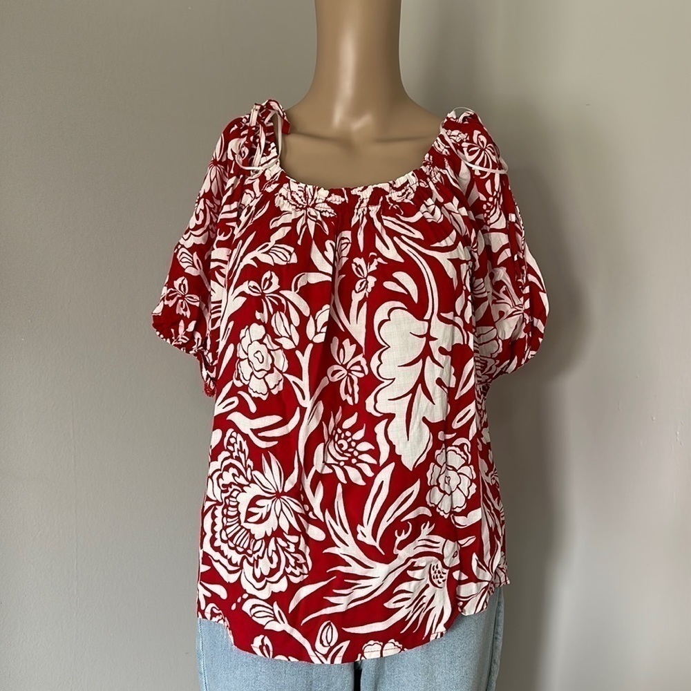 Women's Floral Red Shirt Knox Rose Flowy